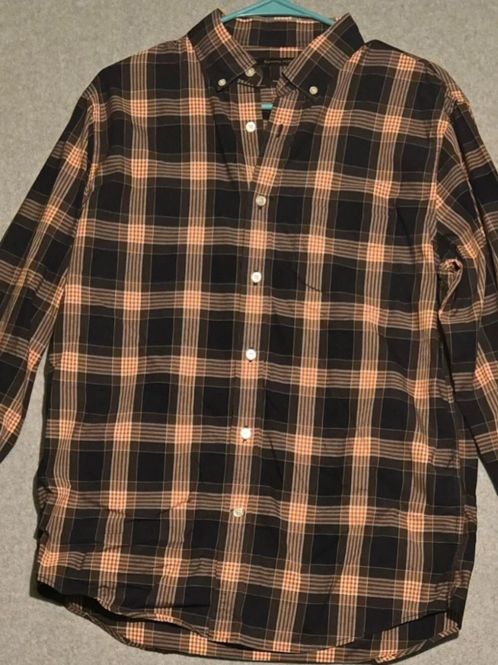 Banana Republic Men's Size M Untucked Slim Fit Tech Stretch Cotton Plaid Shirt